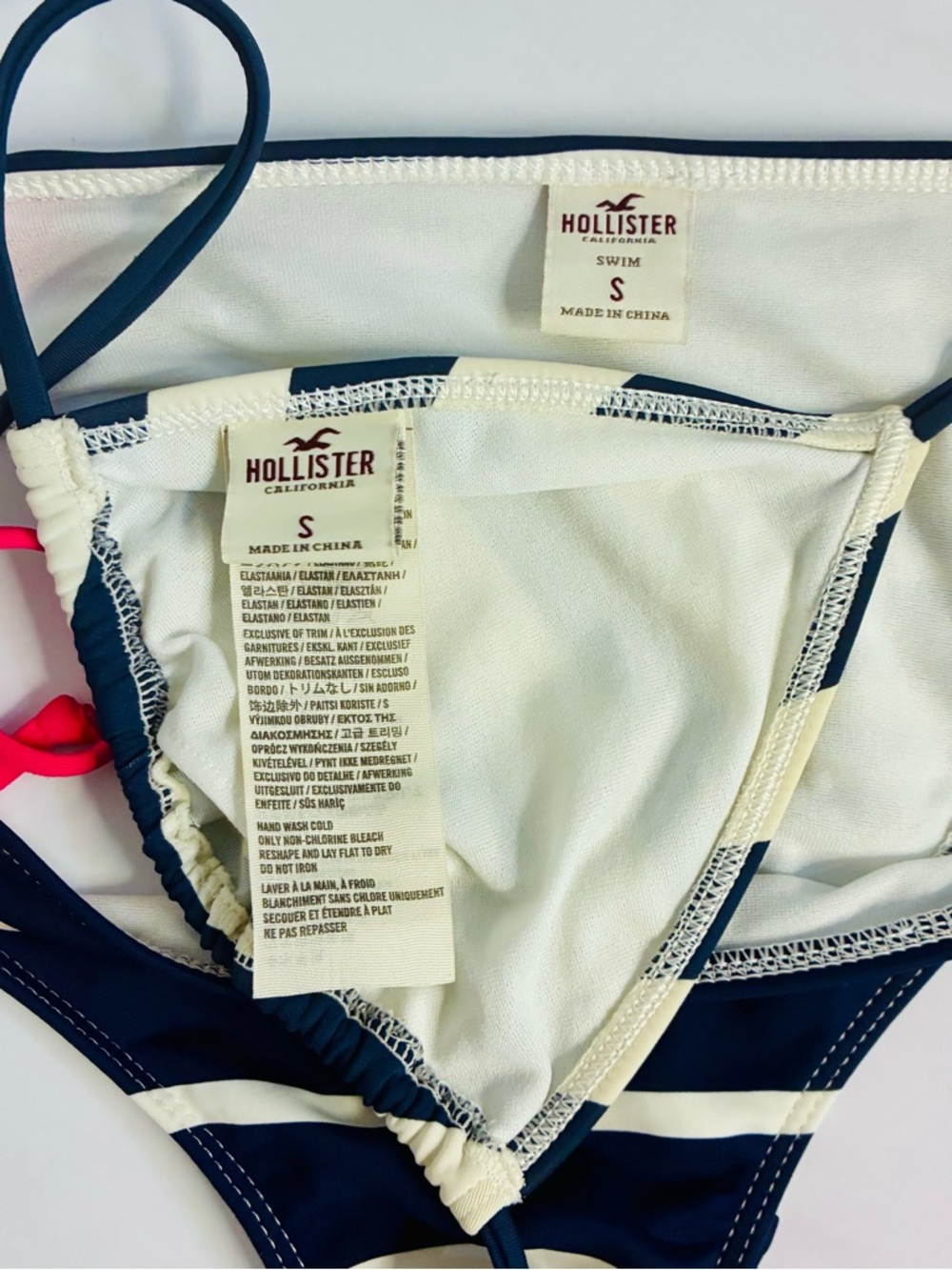 Hollister Navy Blue and White Striped Triangle Bikini Sz.S - Picture 5 of 6